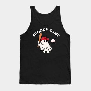 Spooky game, ghost playing baseball. Halloween Tank Top